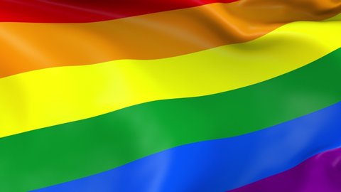 Photo realistic slow motion 4KHD flag of the Gay Pride Rainbow waving in the wind. Seamless loop animation with highly detailed fabric texture in 4K resolution.