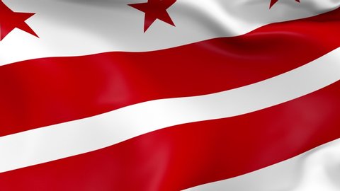 Photo realistic slow motion 4KHD flag of the US Capital Washington, D.C. waving in the wind. Seamless loop animation with highly detailed fabric texture in 4K resolution.