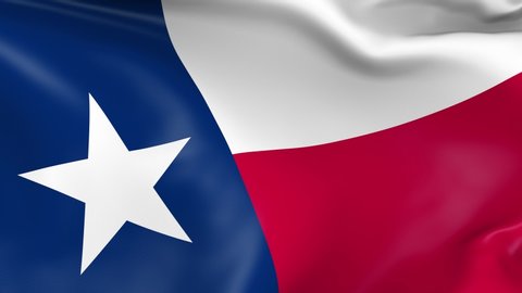 Photo realistic slow motion 4KHD flag of the US State of Texas waving in the wind. Seamless loop animation with highly detailed fabric texture in 4K resolution.
