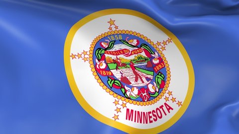 Photo realistic slow motion 4KHD flag of the US State of Minnesota waving in the wind. Seamless loop animation with highly detailed fabric texture in 4K resolution.