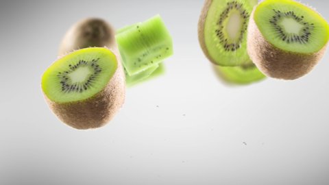 Flying of Kiwi and Slices with Luma Matte