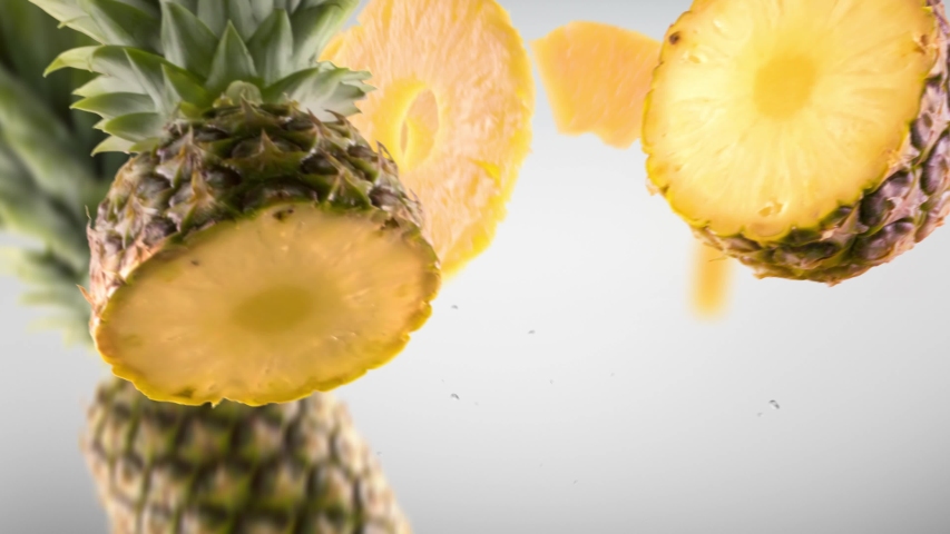 Flying of Pineapple and Slices with Luma Matte | Shutterstock HD Video #1045287874