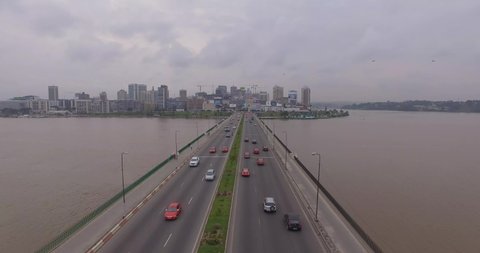 
Abidjan Ivory Coast aerial view of Charles Degaulle bridge