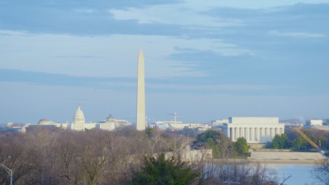 Washington DC Mall-Timelapse-US Capitol, Washington Monument, Lincoln Memorial Winter 20200116