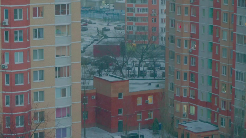 Snow falling in sleeping quarters od Eastern Europe