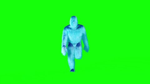 3D Character of a Blue Yeti Dancing On A Green Background