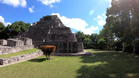 Chacchoben Mayan Ruins Temple 1 Pyramid. Costa Maya, Mahahual, Mexico.