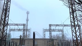 static video of a power plant during foggy weather