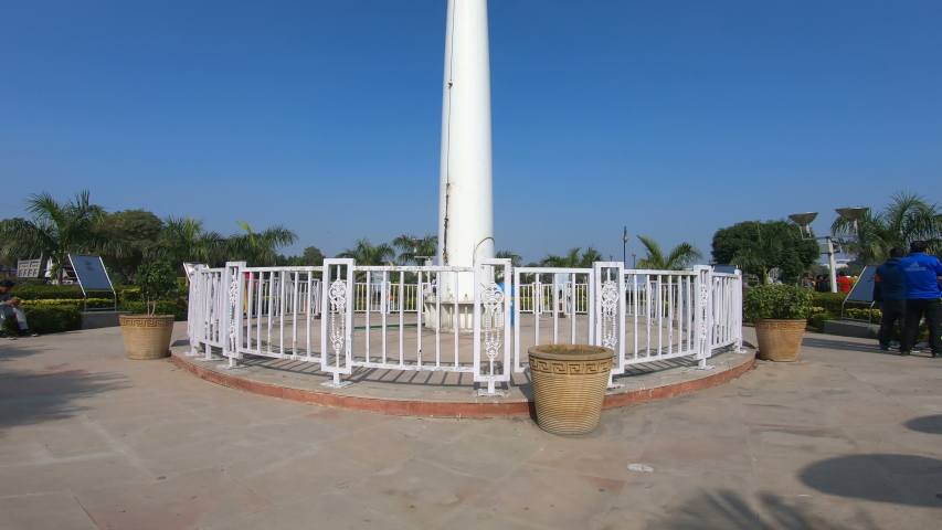 New Delhi, India - January 19, 2020: This 60 feet in width and 90 feet in length Tiranga, the national flag of India hoisted in Rajiv Chowk, is First, one of the largest national flags of India.