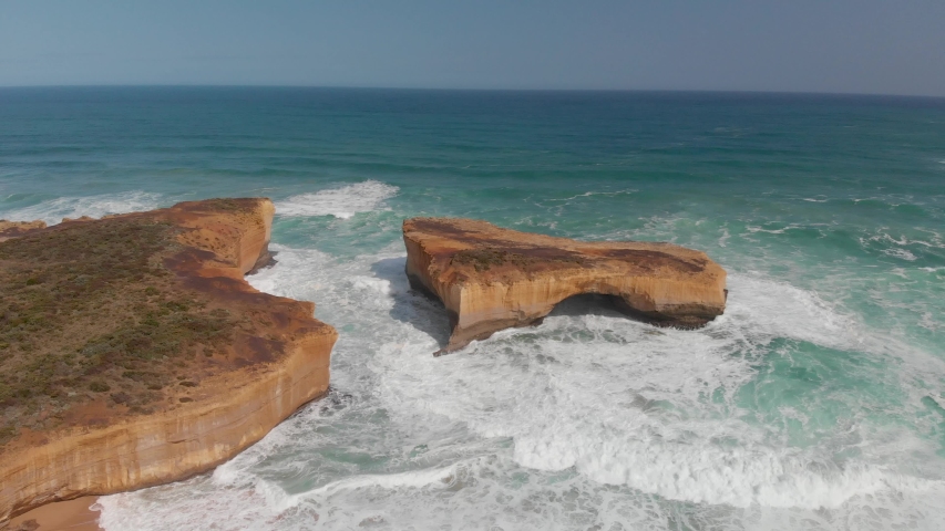 Loch Ard Gorge on the Great Ocean Road, Australia. Amazing aerial view.