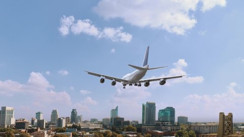 Airplane Landing in Sacramento USA