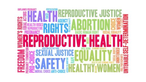 Reproductive Health word cloud on a white background.