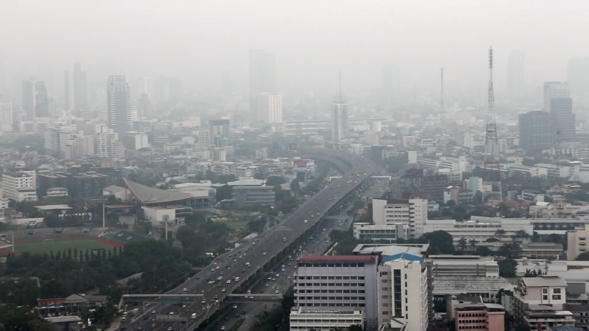 Bangkok, the capital city of Thailand Covered with PM2.5 dust
