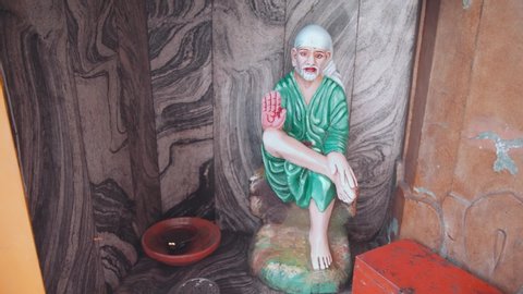 Idol of Om Sai Ram at a Hindu temple in Pakistan.