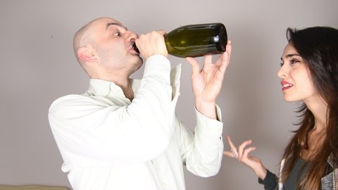 Husband Discovered By His Wife Drink Stock Footage Video (100% Royalty