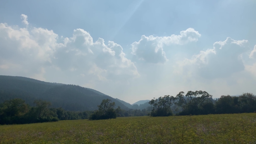 The Beautiful, Peaceful And White Clouds Of The Town Of Tatry In Slovakia - Timelapse Wide Shot