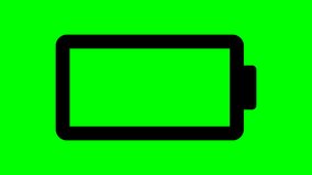 Animation of  BATTERY icon. charge  symbol on  green background 4K accumulator sign.