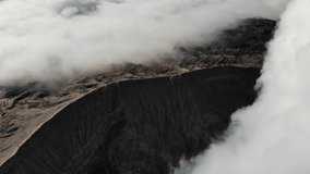 Java / Indonesia    , Aerial video of Mount Bromo in bromo tengger semeru national park  , taken by drone camera