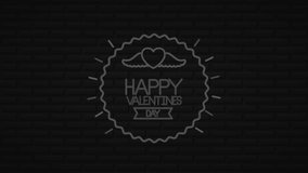 valentines day neon label animated with circular frane ,4k video animation