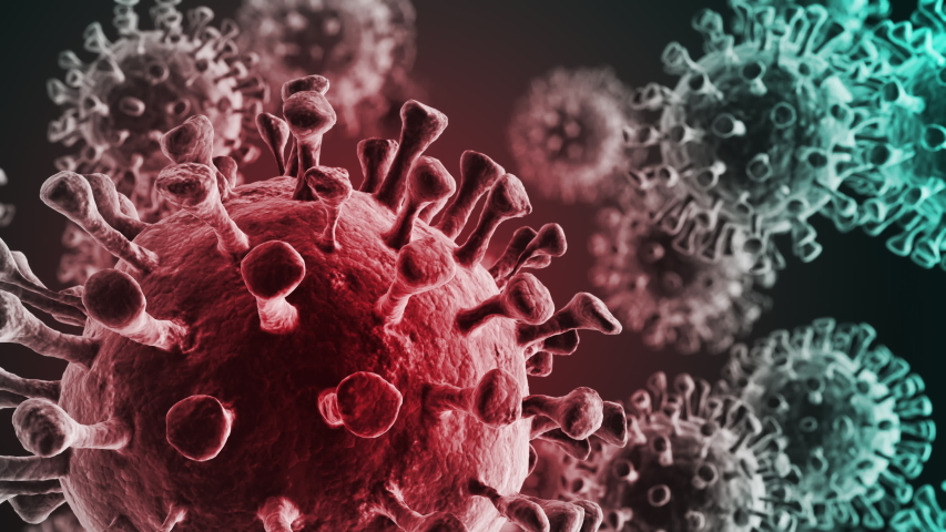 Coronavirus 2019-nCov novel coronavirus concept resposible for asian flu outbreak and coronaviruses influenza as dangerous flu strain cases as a pandemic. Microscope virus close up. 3d rendering. | Shutterstock HD Video #1045470025