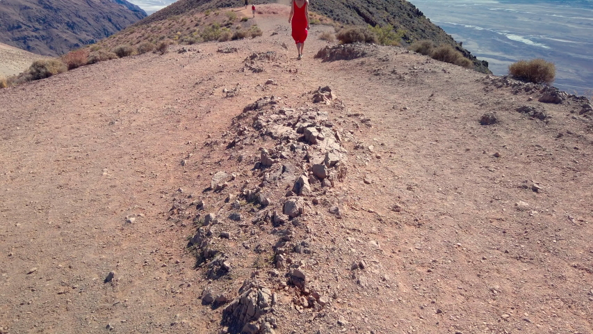 Death Valley National Park, California, Woman walks on top of Dante