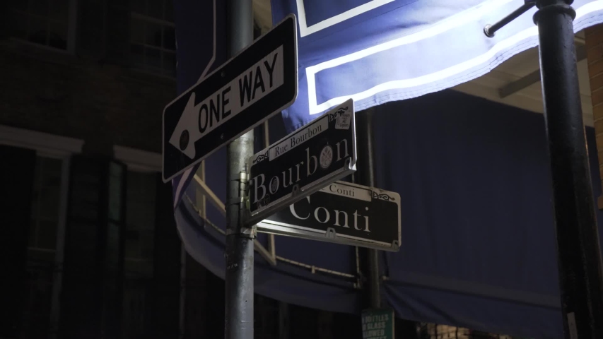 Bourban Street sign in downtown New Orleans.