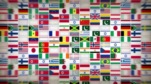 World Countries Flags Icons Background Loop/
4k animation of an abstract background with world flags icons seamless looping