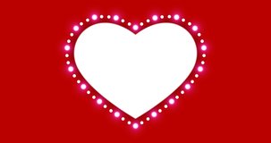 love with popular icon. heart shape and pink light bulb on red background. light bulb animation, motion graphic loop video footage.