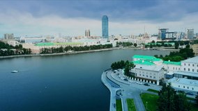 Yekaterinburg / Russia    , Aerial video from Yekaterinburg  , city in Russia   , taken by drone camera 