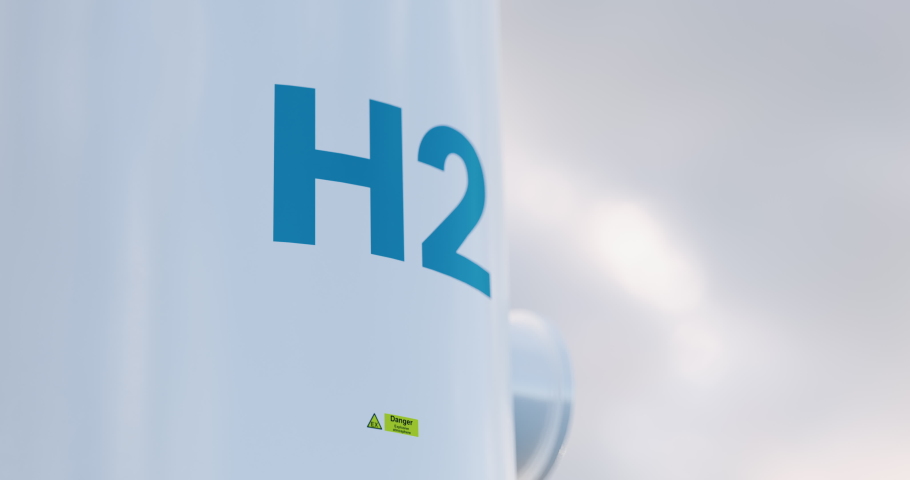 Hydrogen storage tank concept in beautiful morning light. 3d rendering clip. Royalty-Free Stock Footage #1045532032