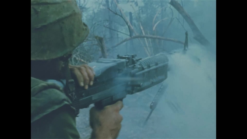 CIRCA 1966 - Combat footage shows US Marines engaged in Operation Hastings.