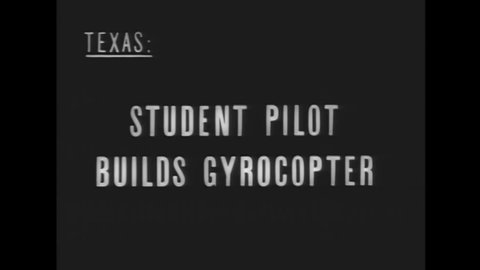 CIRCA 1958 - A USAF pilot flies a gyrocopter, which he built himself with help from a student.