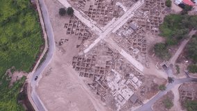 Aerial of public houses & street grid ruins at Zippori excavations. DJI-0103-04