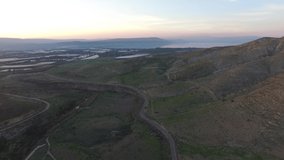 Aerial view of sunset over the Jordanian side of Yarmouk Valley. DJI-0066-09