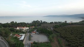 Evening aerial view of Tabgha. Sea of Galilee. Israel. DJI-0171-01