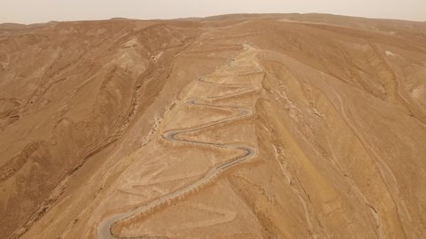 Flying over the Scorpion Ascent at Negev Desert. Israel. DJI-0214-08-2