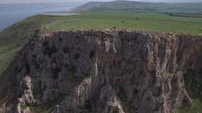 Aerial view of caves on the cliff of Mt. Arbel. Israel. DJI-0163-06
