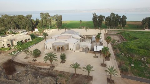 Aerial view of modern church at Magdala. Sea of Galilee. Israel. DJI-0168-07