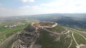 Flying around Herodium fortress ruins. West Bank. Israel. DJI-0142-10