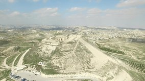 Flying around Herodium fortress ruins. West Bank. Israel. DJI-0142-09