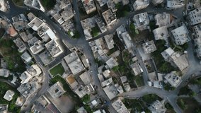 Top aerial of Old City streets of Hebron. West Bank. Israel.