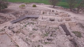 Aerial of upper city ruins of Tel Hazor. Israel. DJI-0001-13