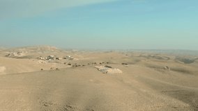 Drone shot of Camels at the Judean Desert. Israel. 