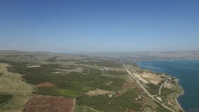 Overlook of fields of near Sea of Galilee & Church of Beatitudes.