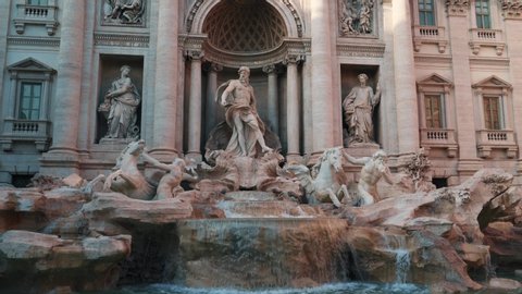 Trevi Fountain or Fontana di Trevi in Rome, Italy. Famous Italian baroque architecture and landmark
