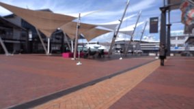 Blur 4K video of Downtown Wellington City waterfront view in the capital of New Zealand