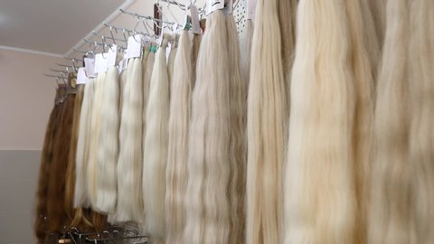 Blonde hair for extension, blonde natural hair for extension at the stand