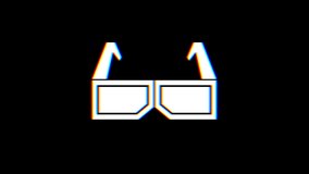 3D glasses symbol. Glitch overlay. transition effect.