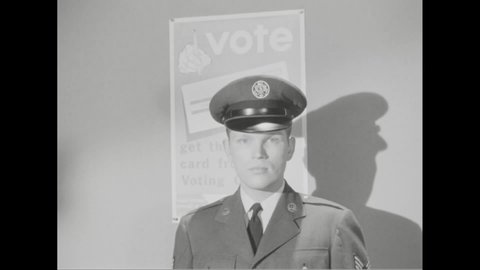 CIRCA 1963 - Thanks to the Federal Voting Assistance Act, soldiers overseas are able to participate in elections back home.