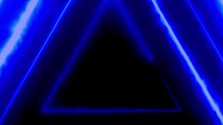 Neon bakcground flying through edless glowing rotating neon triangles creating a tunnel, blue red pink violet spectrum, fluorescent 3d rendering infinity light, modern colorful lighting, 4k